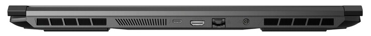 Achterzijde: 1x Thunderbolt 3 (incl. DP, geen PowerDelivery), HDMI, GigabitLAN, voedingsaansluiting