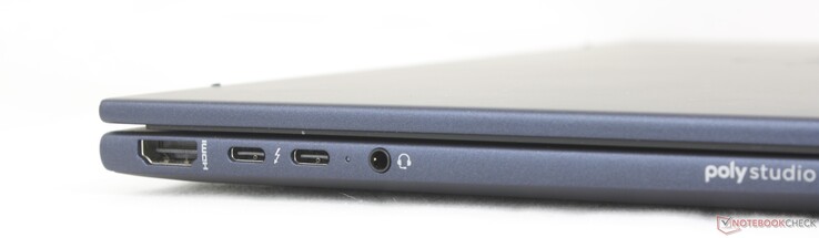 Links: HDMI 2.1, 2x USB-C 40 Gbps Thunderbolt 4 w/ Power Delivery + DisplayPort 2.1, 3,5 mm headset