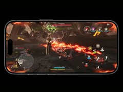 Gameplay op iPhone 17 Pro Max met de A19 Pro-chip, die gevechten met hoge intensiteit laat zien met gedetailleerde graphics en schermbediening. (Afbeeldingsbron: Apple)