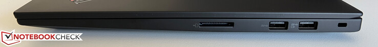 Rechts: SD-kaartlezer, 2x USB-A 3.2 Gen. 1 (5 GBit/s, 1x voeding), Kensington Nano-beveiligingssleuf