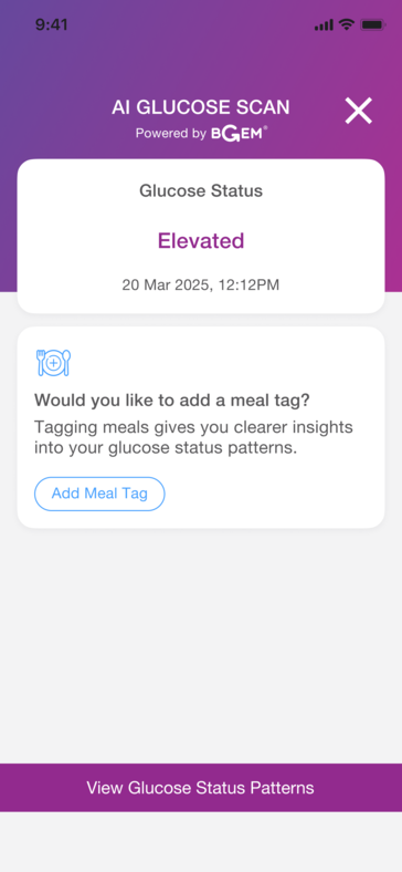 Er wordt geen exacte bloedglucosewaarde weergegeven