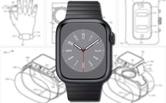 De Apple Watch in het patent komt met een afneembare behuizing voor meer functionaliteit. (Beeldbron: Apple (Watch Series 8)/USPTO - bewerkt)