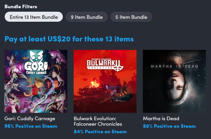 Decoratieve afbeelding. Als u $20 betaalt, krijgt u alle 13 games (Afbeeldingsbron: Humble Bundle)