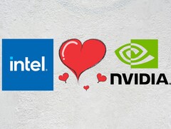 Toekomstige Intel desktop- en mobiele processors zouden Arc iGPU&#039;s volledig kunnen schrappen ten gunste van Nvidia-oplossingen. (Afbeeldingsbron: Intel, Nvidia, Unsplash, Pixabay)
