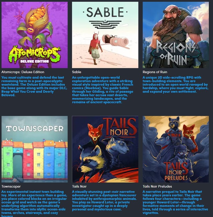 De zes extra games in de $7-tier (Afbeelding bron: Humble Bundle)