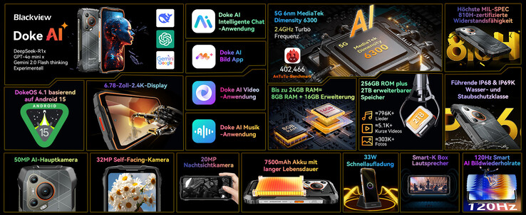 De BL7000 draait op DokeOS 4.1, dat is gebaseerd op Android 15 (Afbeeldingsbron: Blackview)