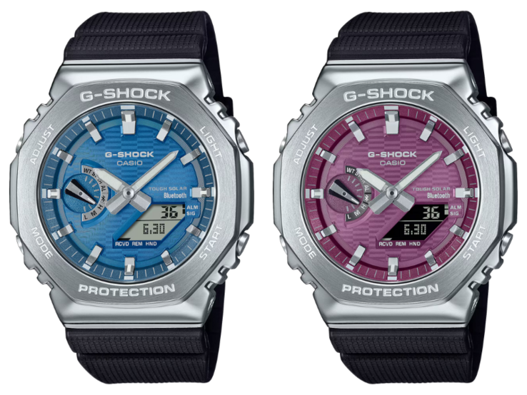 De Casio G-Shock GBM-2100A-2B (links) en GBM-2100A-4B (rechts) horloges. (Afbeeldingsbron: Casio)