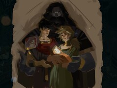 Afgebeeld: Een incompleet schilderij dat Melinoë van haar familie bewaart (Afbeelding Bron: Supergiant Games)