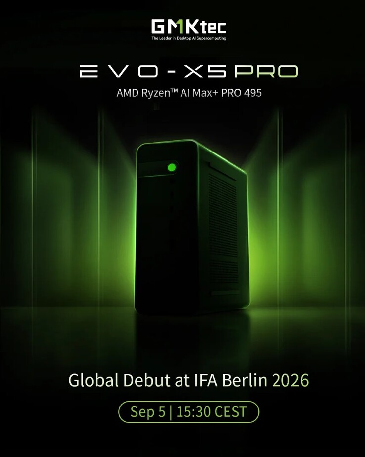 GMKtec heeft bekendgemaakt dat de Evo X5 Pro-minipc op de IFA 2026 zal worden onthuld. 