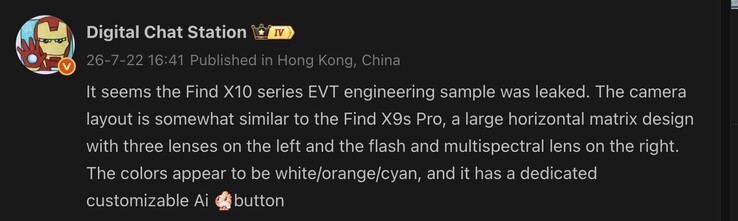 Uitgelekte details over de Find X10-serie.