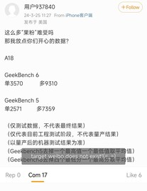 Vermeende Apple A18 Pro Geekbench score (afbeelding via @Tech_Reve op X)