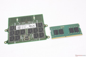 128 GB CAMM-module (links) vs. 16 GB DDR4 SODIMM-module (rechts)