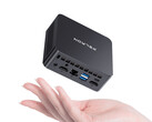 De Wi-7 met Pentium Gold is verkrijgbaar vanaf ongeveer 175 dollar. Afbeelding: een promotiefoto waarop de compacte afmetingen van de minipc te zien zijn.