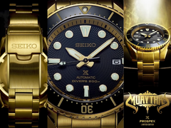Het Seiko Prospex Muay Thai limited edition horloge (foto) is uitgevoerd in gouden en zwarte tinten. (Afbeeldingsbron: @seiko_thailand op Instagram - bewerkt)