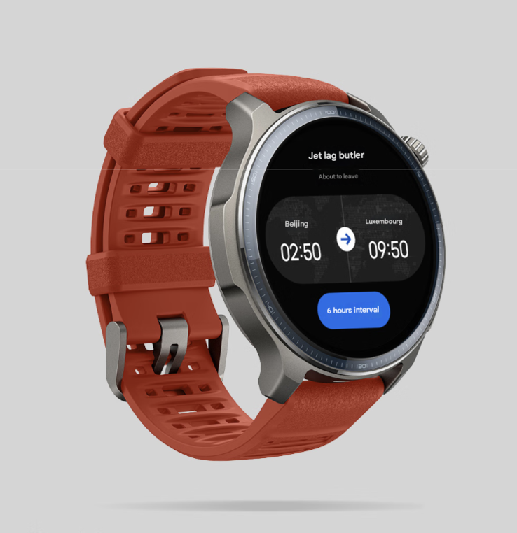 Zepp OS 5 beschikt over een Jet Lag Manager-functie, getoond op de Balance 2 smartwatch. (Afb. bron: Amazfit, machine vertaald)