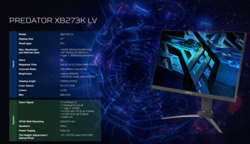 Acer Predator XB273K LV specificatieblad (afbeelding via Acer)
