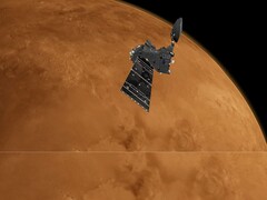 Artist's impression van de ExoMars 2016 Trace Gas Orbiter op Mars