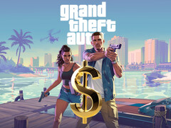GTA 6 artwork met Jason, Lucia, en dollarteken (Afbeelding bron: Rockstar Games met bewerkingen)