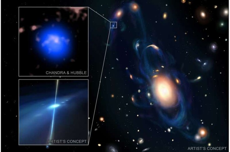 Een illustratie van een kunstenaar die de botsing tussen deze twee neutronensterren laat zien.