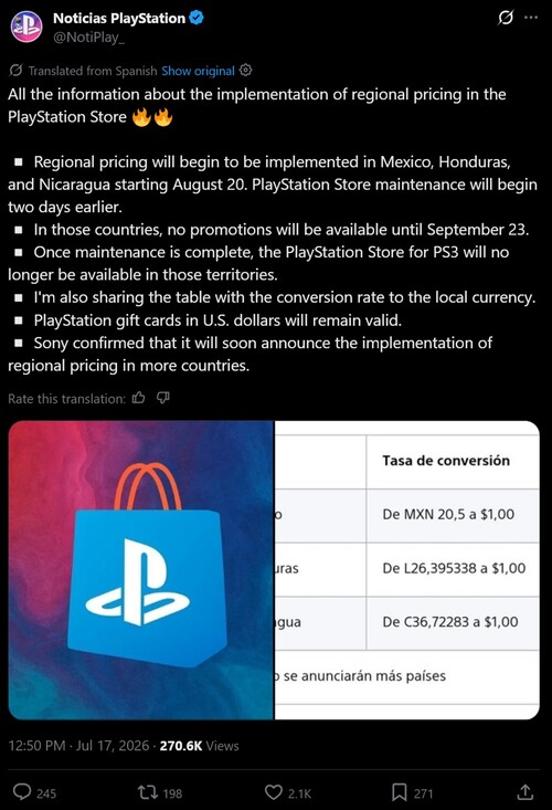 Hieronder vindt u de vertaalde aankondiging van de prijzen in de Latijns-Amerikaanse PlayStation Store