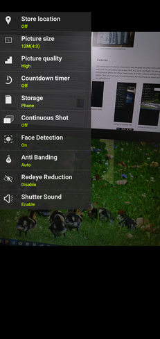 Settings for shooting stills