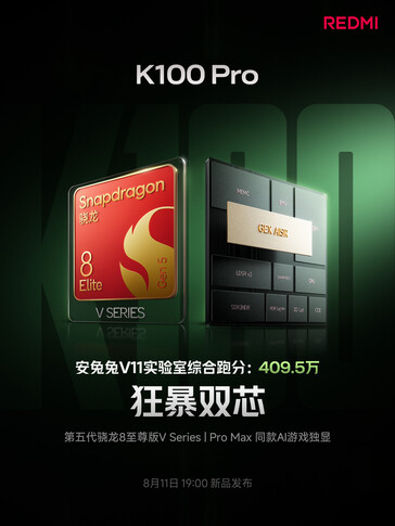 De Redmi K100 Pro is uitgerust met de Snapdragon 8 Elite Gen 5 V-serie-chipset.
