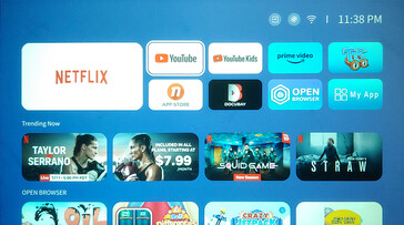 De Yaber T1 Pro heeft een gebruiksvriendelijk hoofdmenu, met apps voor populaire streamingdiensten. (Afbeeldingsbron: Notebookcheck)
