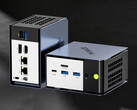 De NucBox K16 begint bij $679,99. Afgebeeld: een promofoto waarop de poorten van de mini-PC te zien zijn. (Afbeeldingsbron: GMK)