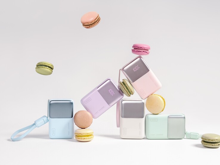 De INIU Pocket Rocket P50 powerbank is verkrijgbaar in zes kleuren, waaronder zwart, lichtblauw, lichtgroen, lichtwit, lichtpaars en lichtroze (Afbeelding bron: INIU)