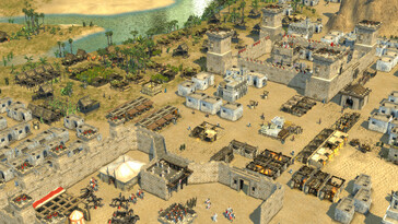 Een afbeelding waarop een stad uit Stronghold Crusader 2 te zien is.