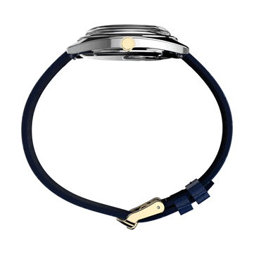 Zijaanzicht van de Timex Q 1976 Day and Date