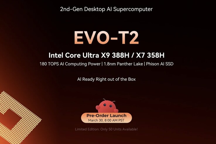 Pre-orders voor de GMKtec Evo-T2 gaming mini PC worden later deze maand geopend.