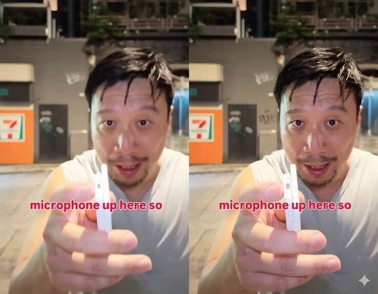 De microfoon zit bovenop het scherm van de afstandsbediening.