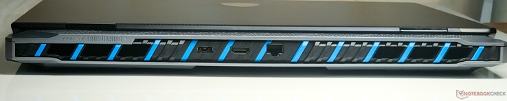 Achterzijde: DC-in, HDMI 2.1-uit, RJ-45 2,5 GbE LAN