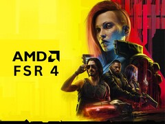 Cyberpunk 2077-personages met AMD FSR 4-logo (Afbeeldingsbron: Bewerkt met behulp van Cyberpunk 2077 officieel artwork van CD Projekt Red)