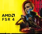 Cyberpunk 2077-personages met AMD FSR 4-logo (Afbeeldingsbron: Bewerkt met behulp van Cyberpunk 2077 officieel artwork van CD Projekt Red)
