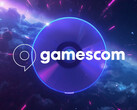 Het Gamescom-logo afgebeeld op een PS5-schijf