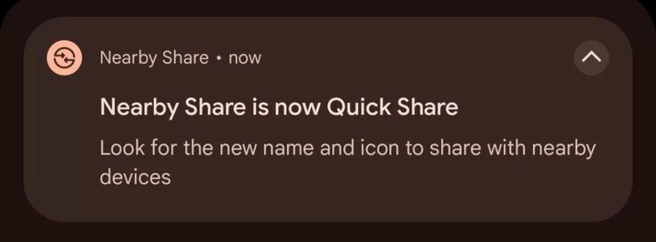 Google lijkt Nearby Share te hernoemen naar Quick Share. (Afbeelding via @Za_Raczke)