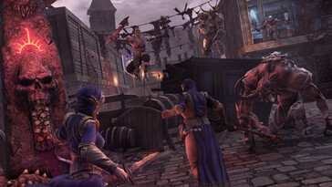 Een afbeelding die een gevecht in Mordheim: City of the Damned toont.