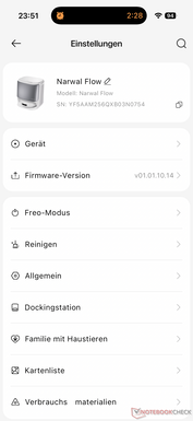 Menu met veel instellingen