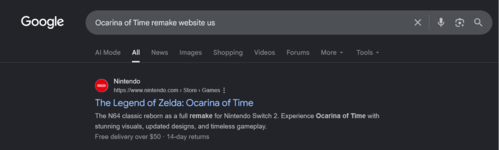 The Legend of Zelda: Ocarina of Time – Switch 2-remake: uitgelekte Google-zoekresultaten