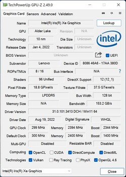 GPU-Z Intel Iris Xe Graphics G7