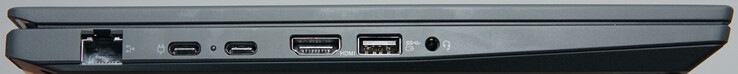 Poorten links: 1-Gigabit-LAN, USB4 (40 Gbit/s, DP), USB-C (10 Gbit/s, DP), HDMI, USB-A (5 Gbit/s), Headset