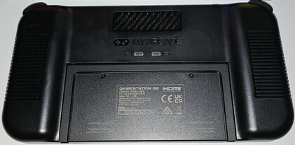 Twee USB-C poorten voor controllers zijn geïntegreerd op de achterkant van de Gamestation Go (Afbeelding bron: Marc Zander, Notebookcheck)