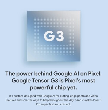 Google Tensor G3 marketingclaims. (Bron: Google)