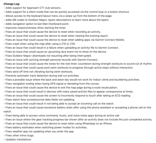 De releaseopmerkingen voor Garmin Forerunner 970 update versie 17.33