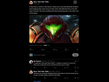 Kiwi Talkz Metroid Prime 4: Beyond Switch Direct X post (bron: screenshot, Kiwi Talkz X account)