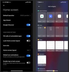 Poco Launcher 4.0 Instellingen &amp;amp; Widgetkiezer (Bron: Xiaomiui)