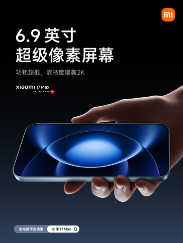 De Xiaomi 17 Max heeft een scherm van 6,9 inch.