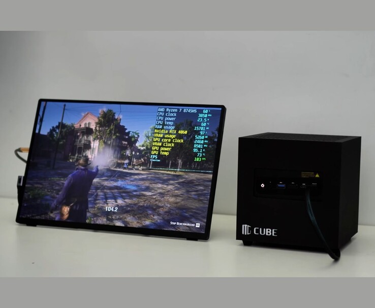 Red Dead Redemption 2 draait met ongeveer 105 FPS op de ITG Cube 3D-geprinte mini PC met een RTX 4060 eGPU via OCuLink
